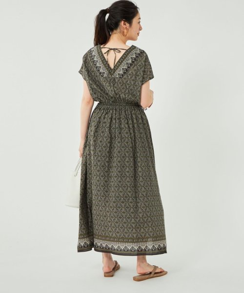 セール グリーンレーベルリラクシング Green Label Relaxing Ind パネル プリント ワンピース Magaseek