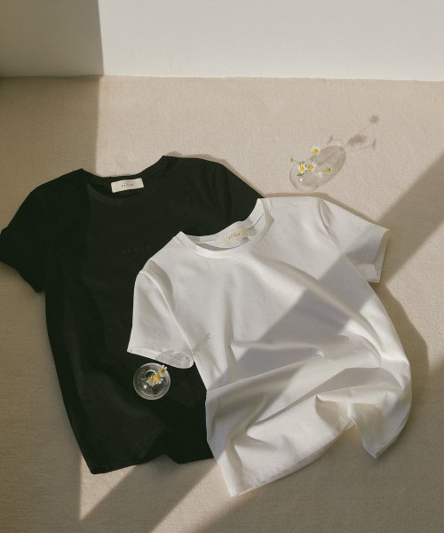 TOPKAPI EFOLE(トプカピ エフォル)/【EFOLE】 綿リネン フロッキーロゴ コンパクトTシャツ/ホワイト