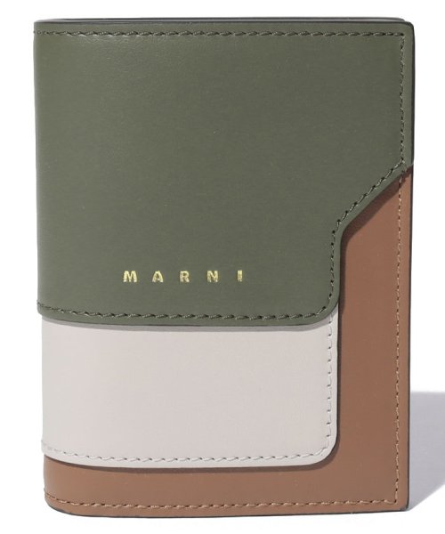 MARNI(マルニ)/【MARNI】マル二 二つ折り財布 PFMOQ14U13 LV589 BILLFOLD W/COINPURSE/グリーンブラウン