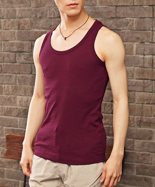 セール タンクトップ メンズ インナー 無地 Tシャツ テレコ カットソー トップイズム Topism Magaseek