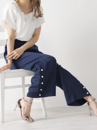 QUEENS COURT/サスペンダー付ワイドパンツ/504541901