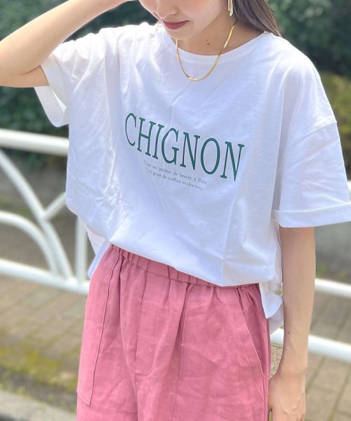 Rouge vif la cle(ルージュヴィフラクレ)/CHGNON　ロゴターンバッグTシャツ/グリーン