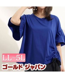 GOLD JAPAN(ゴールドジャパン)/大きいサイズ レディース ビッグサイズ 裾リボンフレアスリーブカットソー/ブルー