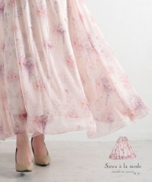 Sawa a la mode(サワアラモード)/花柄シフォンのロングフレアスカート/ピンク