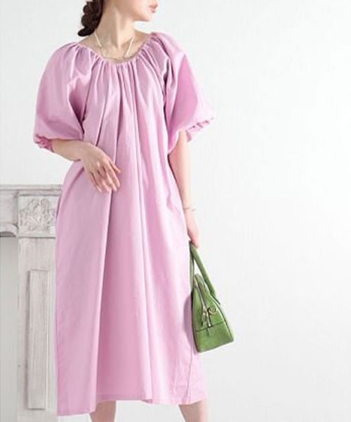 セール ふんわり袖のコットンロングワンピース サワアラモード Sawa A La Mode Magaseek