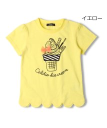 Caldia(カルディア)/【子供服】 Caldia (カルディア) チュールリボン裾スカラッププリント半袖Ｔシャツ 100cm～140cm A36801/イエロー