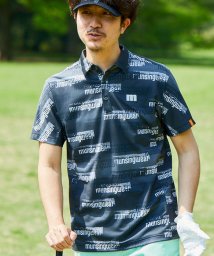 Munsingwear(マンシングウェア)/『ENVOY/エンボイ』 SUNSCREEN&FUSIONMOVE総柄ロゴプリント半袖ポロシャツ【アウトレット】/ブラック