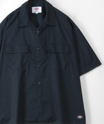 Dickies(Dickies)/【Dickies/ディッキーズ】オーバーサイズ TCツイルワークシャツ オープンカラーシャツ/半袖 開襟シャツ/シャツジャケット/ネイビー