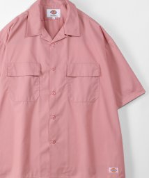 Dickies(Dickies)/【Dickies/ディッキーズ】オーバーサイズ TCツイルワークシャツ オープンカラーシャツ/半袖 開襟シャツ/シャツジャケット/ピンク