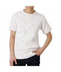 MAC HOUSE(men)(マックハウス（メンズ）)/ALPHA アルファ リブヘンリーネック半袖Tシャツ TC1522－0/ホワイト