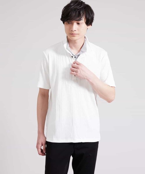 MK homme(エムケーオム)/レイヤードポロシャツ/ホワイト