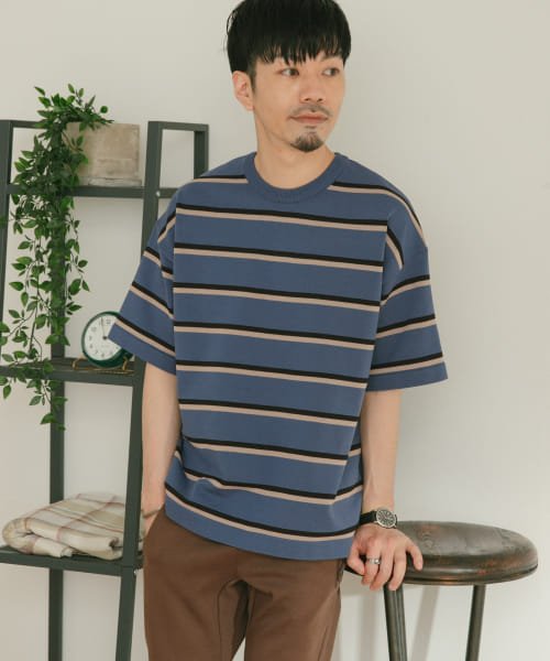 セール マシンウォッシャブル ボーダーニットtシャツ アイテムズアーバンリサーチ メンズ Items Urbanresearch Magaseek