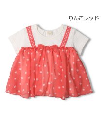 Kids Zoo(キッズズー)/【子供服】 kid´s zoo (キッズズー) ドット・りんご柄キャミ風Ｔシャツ 80cm，90cm W46811/レッド