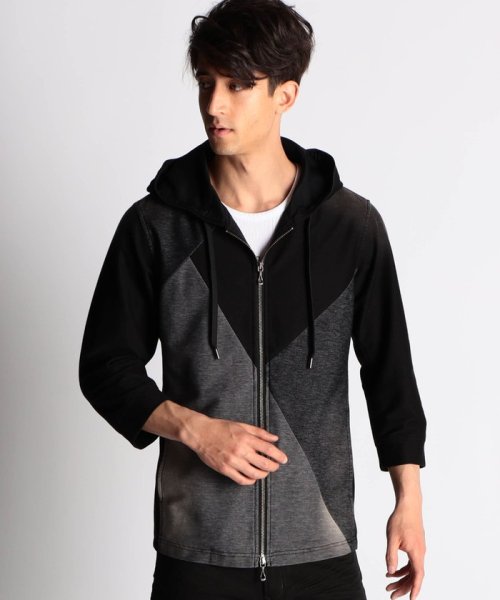 NICOLE CLUB FOR MEN(ニコルクラブフォーメン)/ＺＩＰ－ＵＰ７分丈パーカー/49ブラック