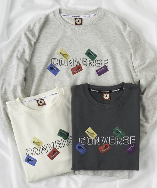 CONVERSE(CONVERSE)/★23A/W NEW★【CONVERSE/コンバース】カラフルシューズ ワッペン カレッジロゴ スウェット/トレーナー/ユニセックス/グレー系その他