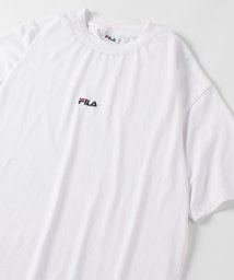 FILA(フィラ)/【FILA/フィラ】ビッグシルエット ワンポイント ブランドロゴ刺繍 切替半袖Tシャツ/ホワイト