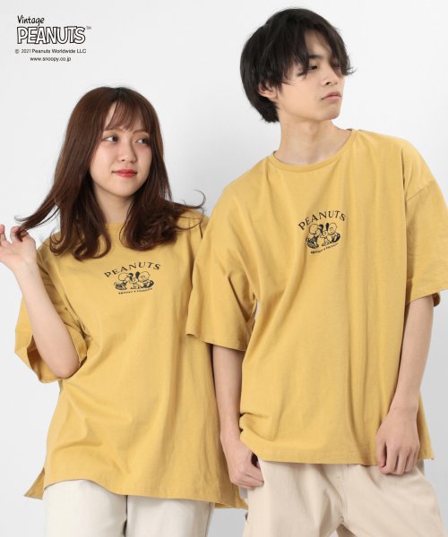 PEANUTS(ピーナッツ)/【PEANUTS/ピーナッツ】スヌーピー ビッグシルエット プリント半袖Tシャツ/イエロー系その他