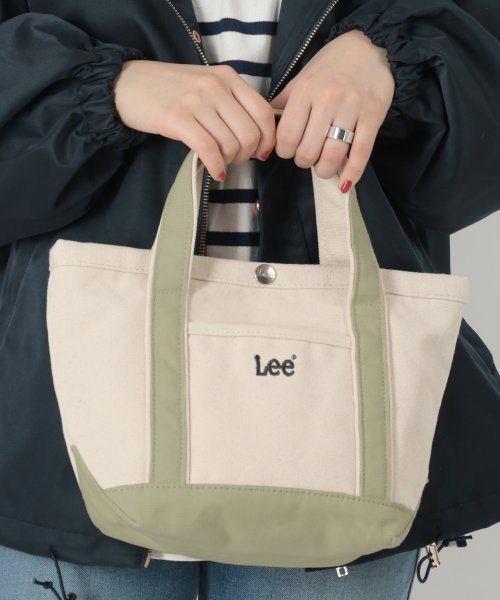Lee(Lee)/【Lee/リー】ブランドロゴ キャンバス ミニ トートバッグ/ホワイト×グリーン