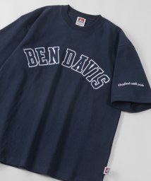 BEN DAVIS(BEN DAVIS)/【BEN DAVIS/ベンデイビス】ヘビーウェイト フェルトワッペン カレッジロゴ 半袖Tシャツ/ビッグシルエット/ネイビー