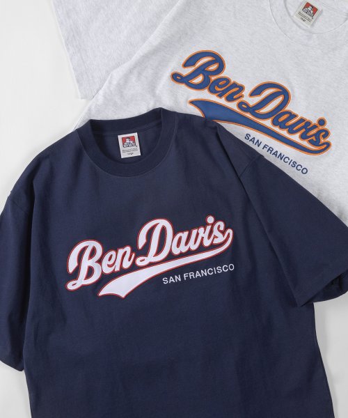 BEN DAVIS(BEN DAVIS)/【BEN DAVIS/ベンデイビス】スタジアムロゴ サテンワッペン BIGTシャツ/ベースボールロゴ/ネイビー