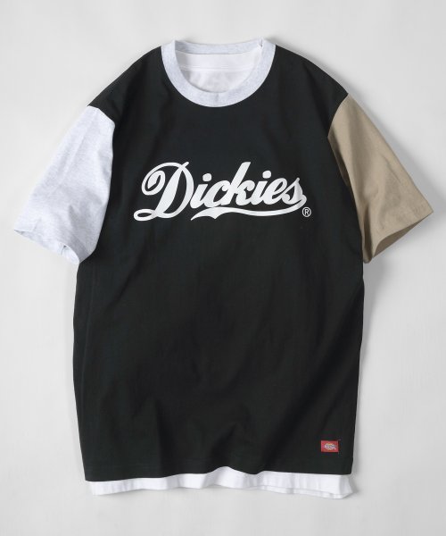 Dickies(Dickies)/【Dickies/ディッキーズ】 カレッジロゴ＆袖切替え ブランドロゴ Tシャツ/ 半袖Tシャツ/ブラック