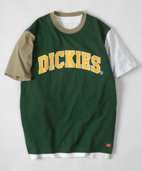 Dickies(Dickies)/【Dickies/ディッキーズ】 カレッジロゴ＆袖切替え ブランドロゴ Tシャツ/ 半袖Tシャツ/グリーン