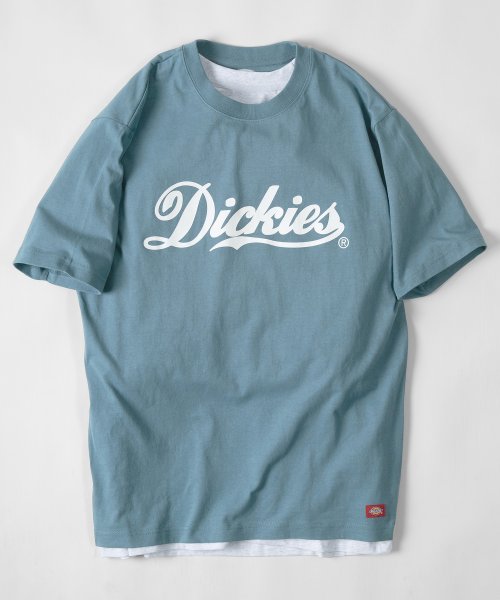 Dickies(Dickies)/【Dickies/ディッキーズ】 カレッジロゴ＆袖切替え ブランドロゴ Tシャツ/ 半袖Tシャツ/ライトブルー