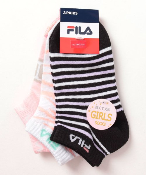 FILA socks Kids(フィラ　ソックス　キッズ)/【キッズ】柄 アンクルソックス 3足組 ガールズ/その他1