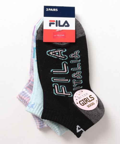 FILA socks Kids(フィラ　ソックス　キッズ)/【キッズ】柄 アンクルソックス 3足組 ガールズ/その他1