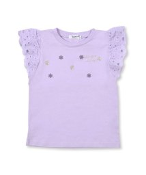 SLAP SLIP(スラップスリップ)/花 蝶 ラメ 刺繍 レース 袖 Tシャツ (80~130cm)/パープル