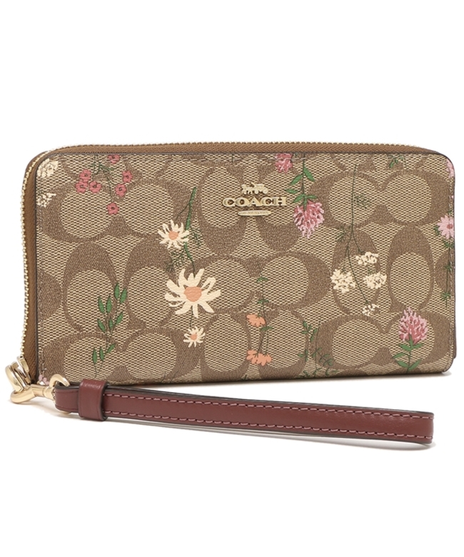 最新アイテム COACH 新品 レディース 花柄 長財布 茶 コーチ ブラウン