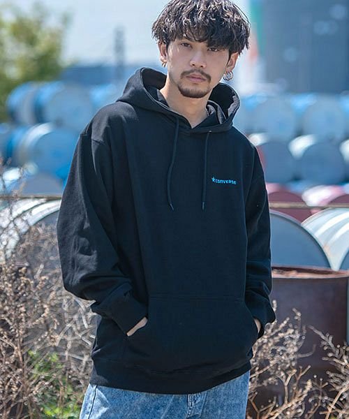 Converse ワンポイントロゴ刺繍長袖プルパーカー コンバース パーカー メンズ ブランド プルオーバー プルパーカー フード フーディー 刺繍 ロゴ ワン エスビーセレクト Sb Select Magaseek