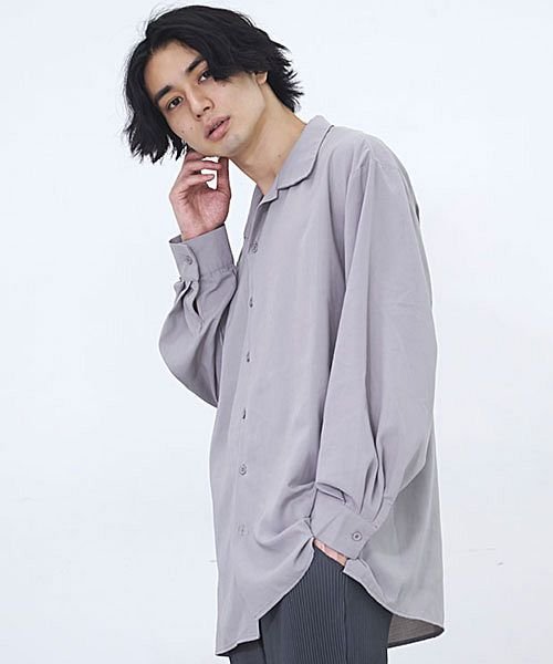 Cavaria サイドボタンオープンカラー長袖シャツ メンズ ブランド おしゃれ 大人 カジュアル ファッション 大きいサイズ オープンカラー 長袖 開襟シャツ キャバリア Cavaria Magaseek