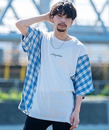 CavariA/CavariA サイドチェック切り替えドルマンスリーブビッグTシャツ メンズ 半袖 ブランド 大人 ファッション ビッグシルエット オーバーサイズ ドルマンスリ/504679792