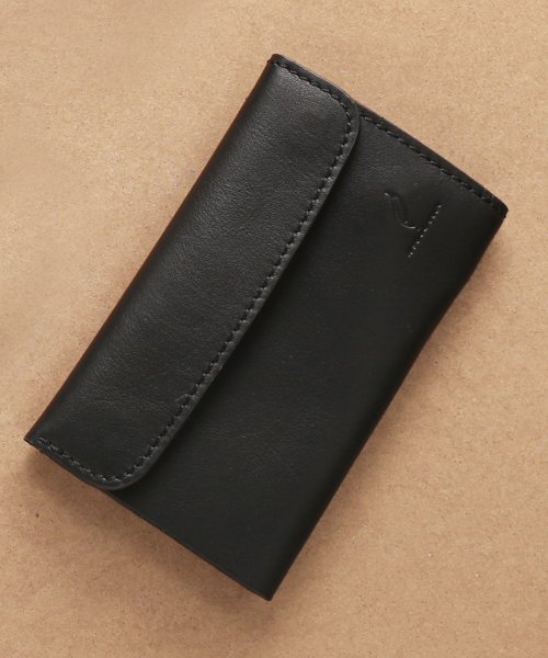 mieno(ミエノ)/[mieno]牛革レザー薄型二つ折りミニ財布/ブラック