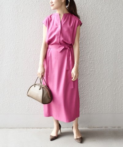 SHIPS WOMEN／《予約》リネンライクスラブワンピース◆／504680351