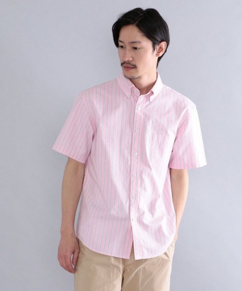 SHIPS MEN(シップス　メン)/SHIPS: 播州織 ストライプ ショートスリーブシャツ/ピンク