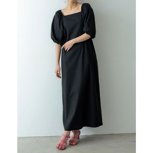 低身長 高身長サイズ有 2wayパフスリーブリネンマキシワンピース リエディ Re Edit Magaseek