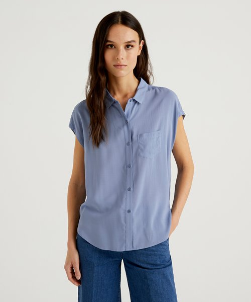 セール】ポケット付きフレンチスリーブシャツ・ブラウス(504664326) ベネトン(レディース)(BENETTON (women)) MAGASEEK BENETTON ベルト XL