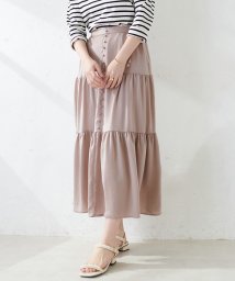 NICE CLAUP OUTLET(ナイスクラップ　アウトレット)/【natural couture】WEB限定ちび落ち感ティアードスカート/グレージュ