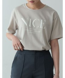 Re:EDIT(リエディ)/NICEロゴプリントTシャツ/グレージュ