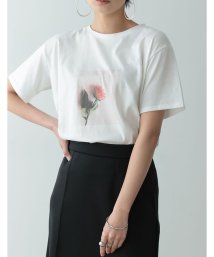 Re:EDIT(リエディ)/フラワーフォトプリント半袖Tシャツ/オフホワイト