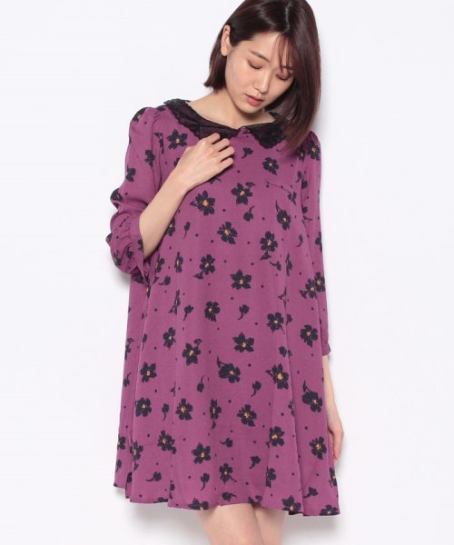 セール Offprice Ec Offprice Ec The Emporium ジエンポリアム オーガンジー衿付きフラワーワンピース Magaseek