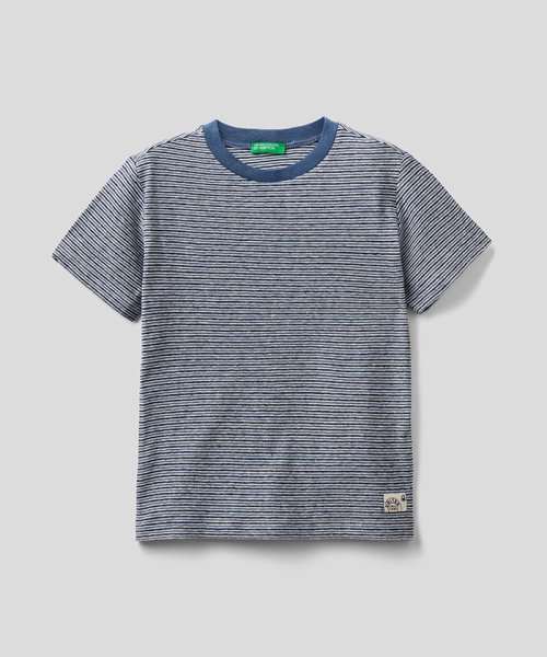 BENETTON (UNITED COLORS OF BENETTON BOYS)(ユナイテッド　カラーズ　オブ　ベネトン　ボーイズ)/キッズリネン混ボーダー半袖Tシャツ・カットソーB/ブルー系その他