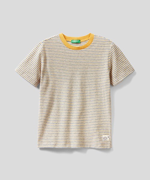 BENETTON (UNITED COLORS OF BENETTON BOYS)(ユナイテッド　カラーズ　オブ　ベネトン　ボーイズ)/キッズリネン混ボーダー半袖Tシャツ・カットソーB/マルチ