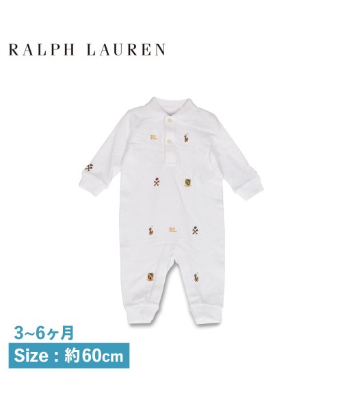 ラルフローレン Ralph Lauren ベビー ロンパース ジャンプスーツ 長袖 子供服 ベビー服 男の子 女の子 キッズ Jumpsuit ホワイト 白 3 ラルフローレン Ralphlauren Magaseek