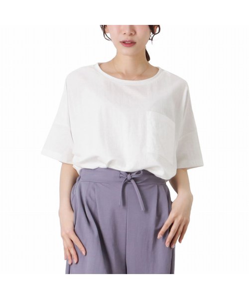 MAC HOUSE(women)(マックハウス（レディース）)/SARARI サラリ 冷感ポケット付きTシャツ MH826－700/ホワイト