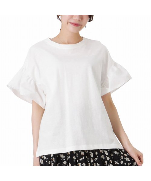 Navy ネイビー ミント袖フリルtシャツ マックハウス レディース Mac House Women Magaseek