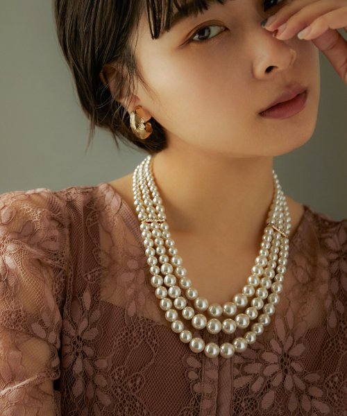 パーティー アクセサリー ネックレス パール チョーカー ビジュー 3連 イミテーションパール おしゃれ 大きめ ドレス ワンピース 結婚式 セレモニー 入 ニアナ Niana Magaseek