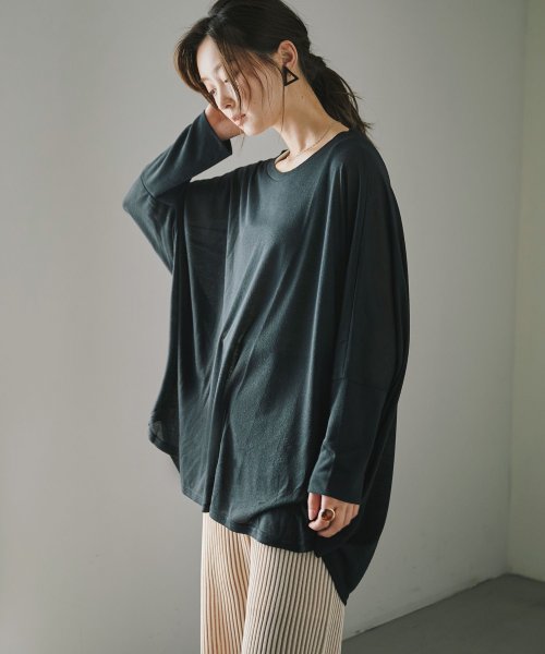 Fashion Letter(ファッションレター)/ゆるく被ってUV対策！ ドルマンUVカットソー レディース Tシャツ ビッグシルエット ポンチョ 水着の上か着られる Tシャツ ポリエステル 速乾 レディース /ブラック